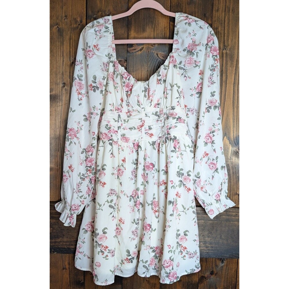Inspired Hearts Girls XL Floral Long Sleeve Sweetheart Dress Cottagecore